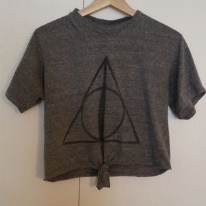 Grey Deathly Hallows crop top